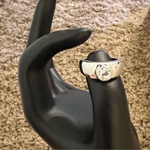 Interchangeable faux gem stones silver tone ring size 5.5